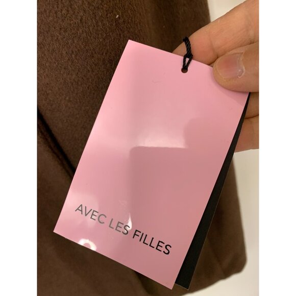 Avec Les Filles Double Breasted Brown Midi Trench Coat S Wool Blend RU10376 NWT - Picture 12 of 12